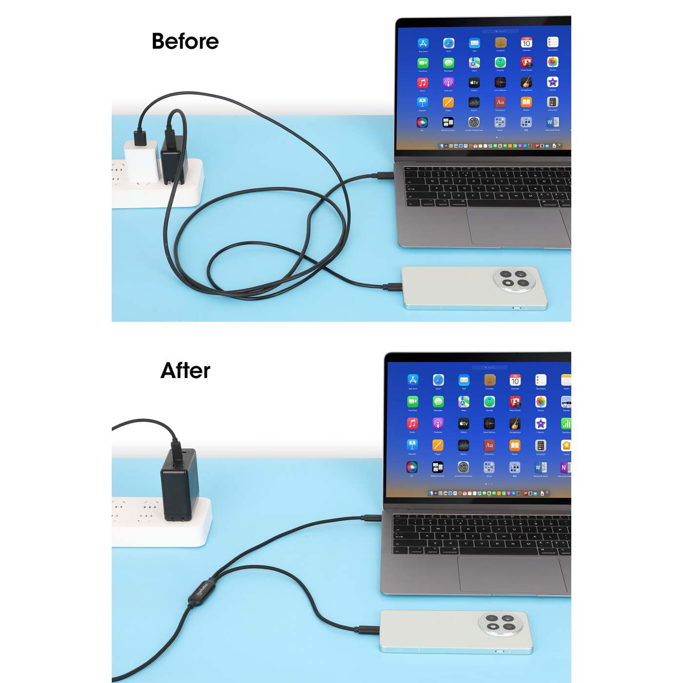 Dual USB-C Ladekabel 100 W, 2 m Image 6