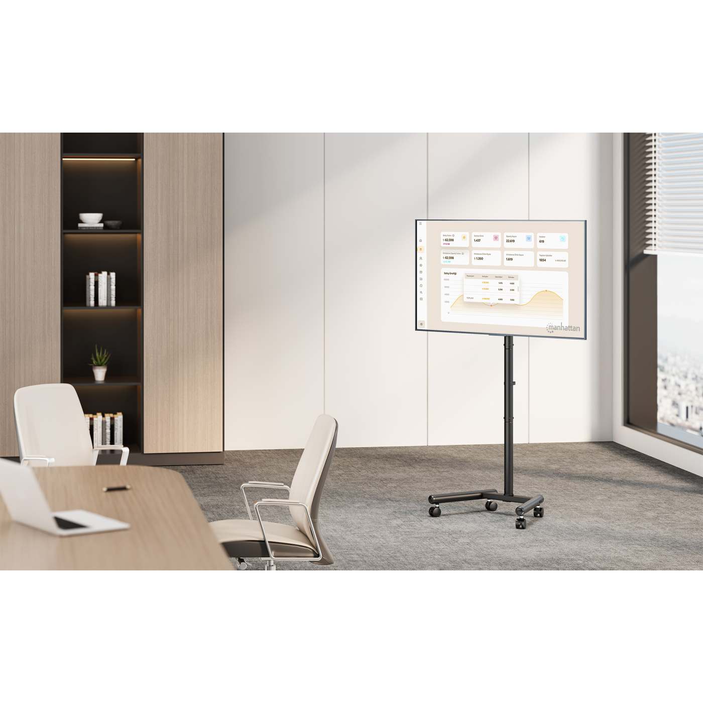 Kompakter TV-Ständer auf Rollen, Basic Line, höhenverstellbar, für 13" bis 50" Image 4