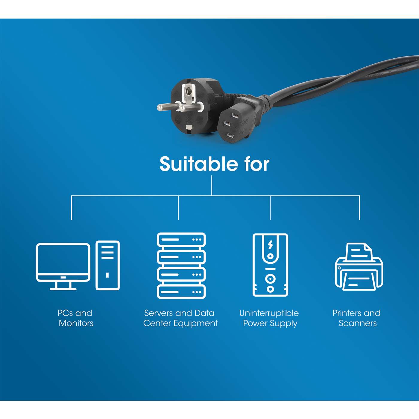Stromkabel C13 auf Schutzkontakt EU CEE 7/7, 1 m Image 7