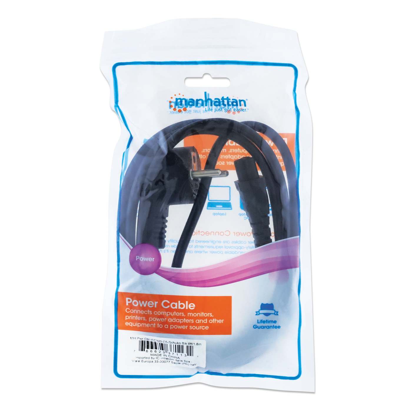 Stromkabel C5 auf Schutzkontakt EU CEE 7/7, 1,8 m Packaging Image 2