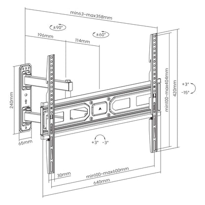 TV-Wandhalterung, neigbar und schwenkbar, für 37" bis 70" Image 9