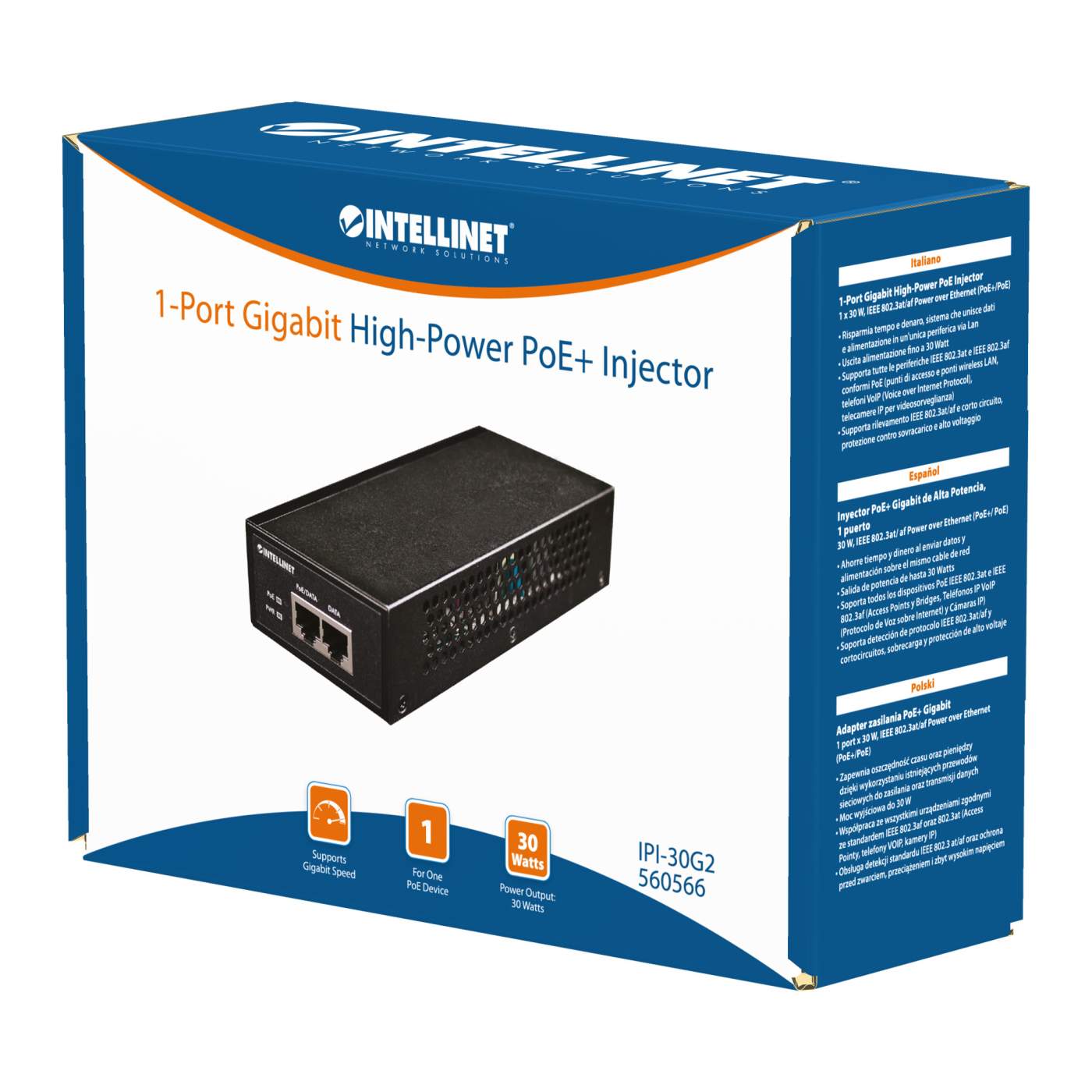 Gigabit High-Power PoE+ Injektor Packaging Image 2