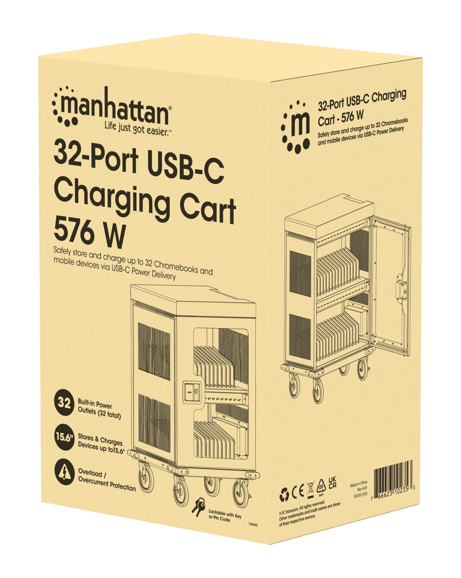 32-Port USB-C Ladeschrank auf Rollen - 18W pro Port Packaging Image 2