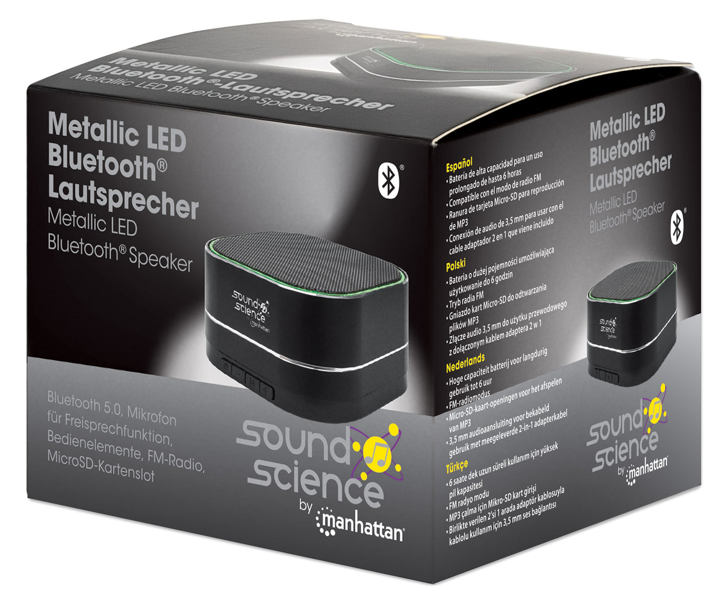 Sound Science Metallic LED Bluetooth®-Lautsprecher Packaging Image 2