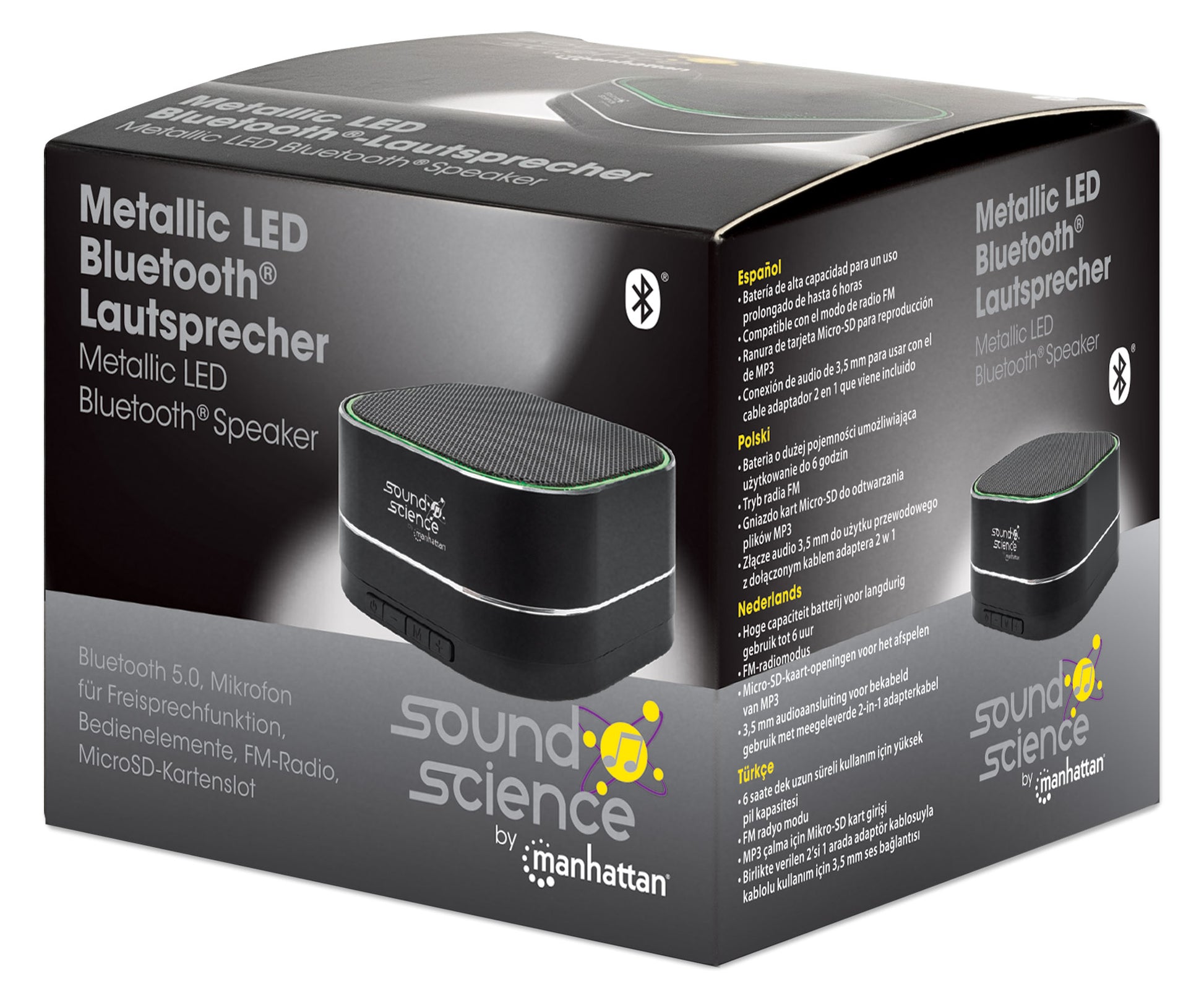 Sound Science Metallic LED Bluetooth®-Lautsprecher Packaging Image 2