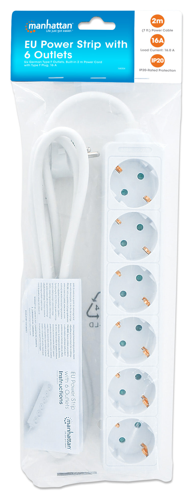 6-fach Steckdosenleiste, Schutzkontakt Packaging Image 2