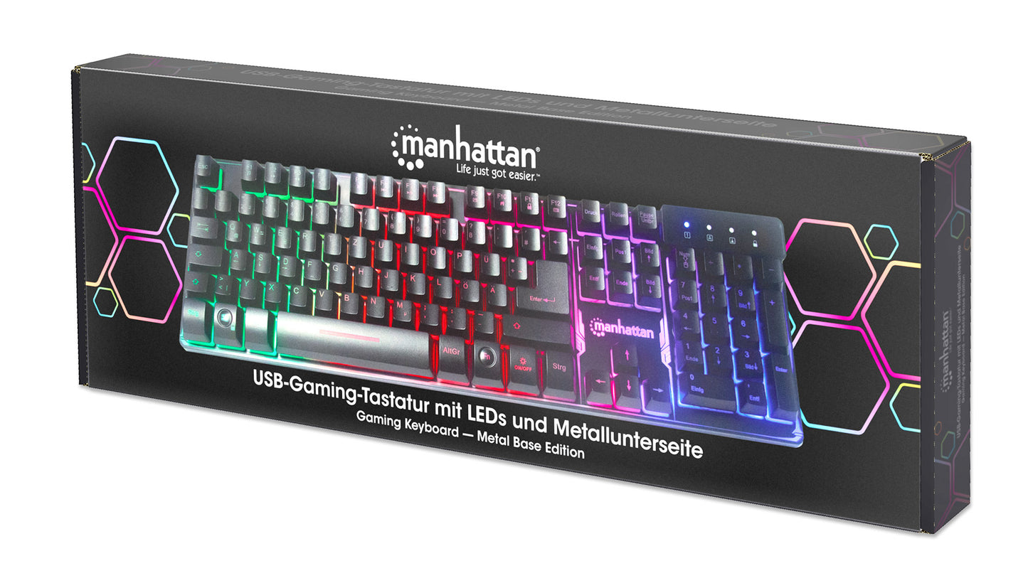 USB-Gaming-Tastatur mit LEDs und Metallunterseite Packaging Image 2