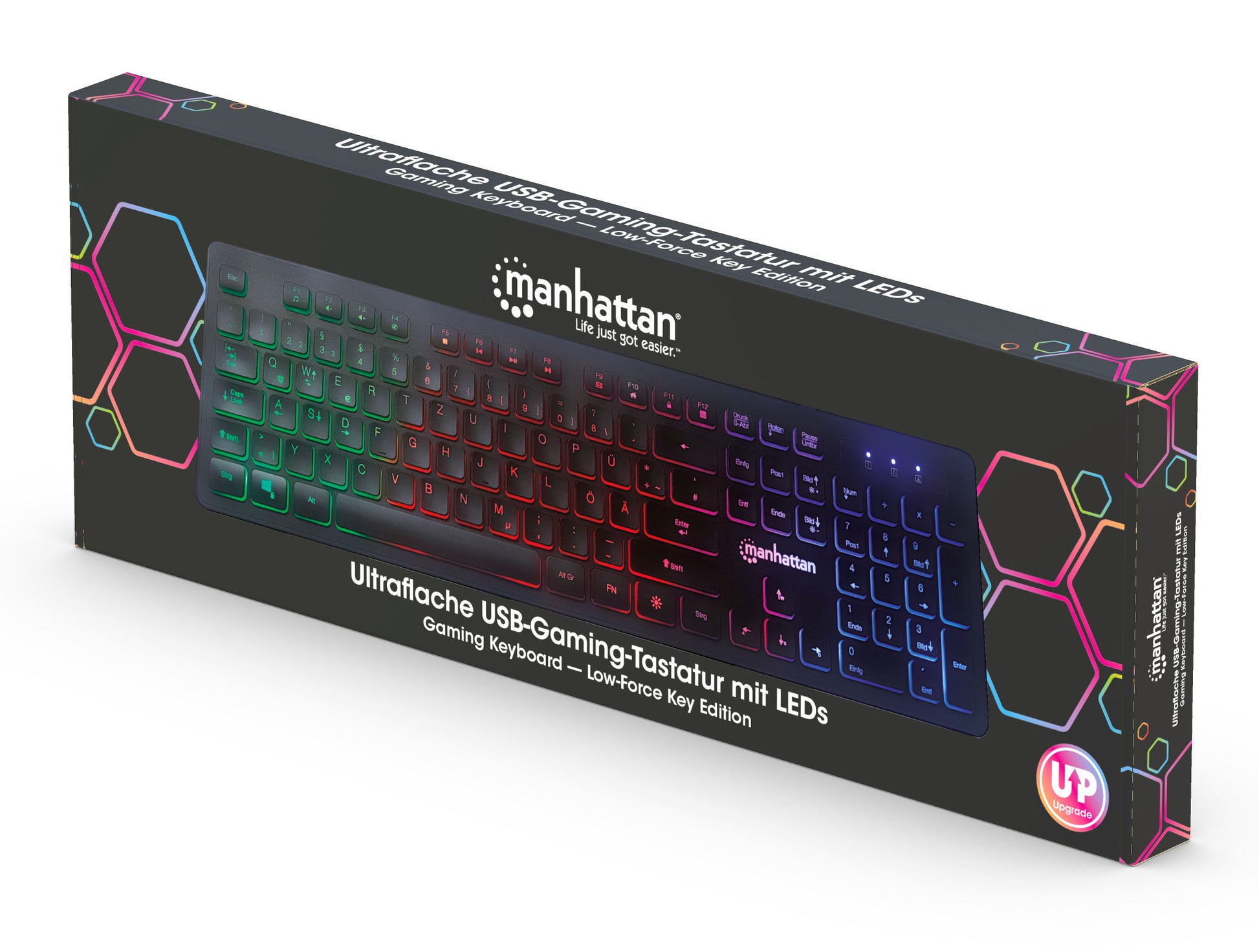 Ultraflache USB-Gaming-Tastatur mit LEDs Packaging Image 2