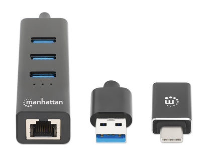 3-Port USB 3.0 Typ-C / Typ-A Kombo-Hub mit Gigabit Ethernet-Netzwerkadapter Image 4