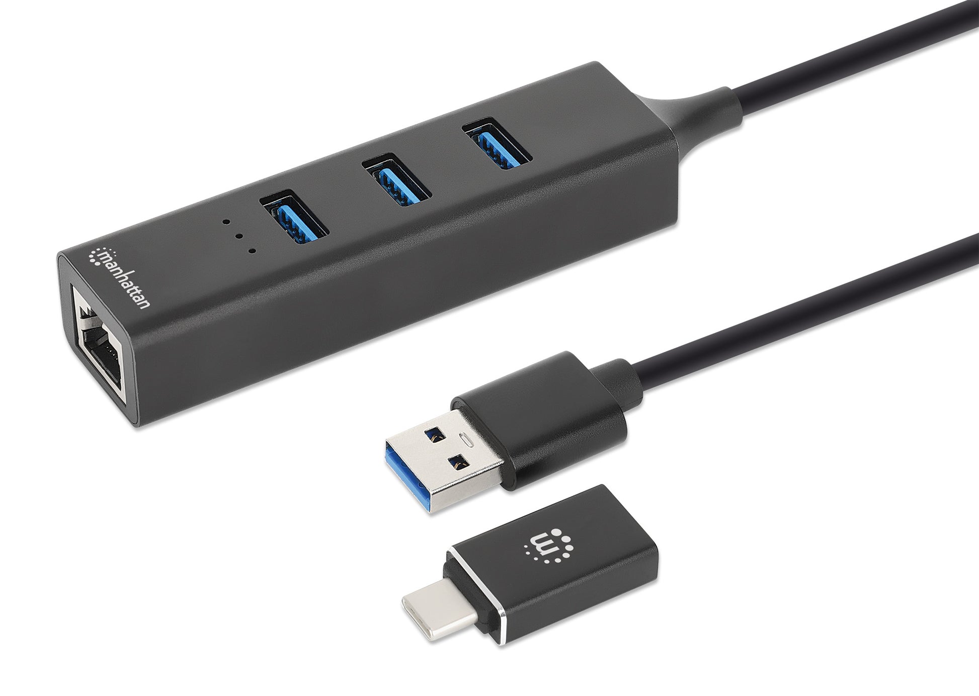 3-Port USB 3.0 Typ-C / Typ-A Kombo-Hub mit Gigabit Ethernet-Netzwerkadapter Image 1