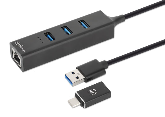 3-Port USB 3.0 Typ-C / Typ-A Kombo-Hub mit Gigabit Ethernet-Netzwerkadapter Image 1