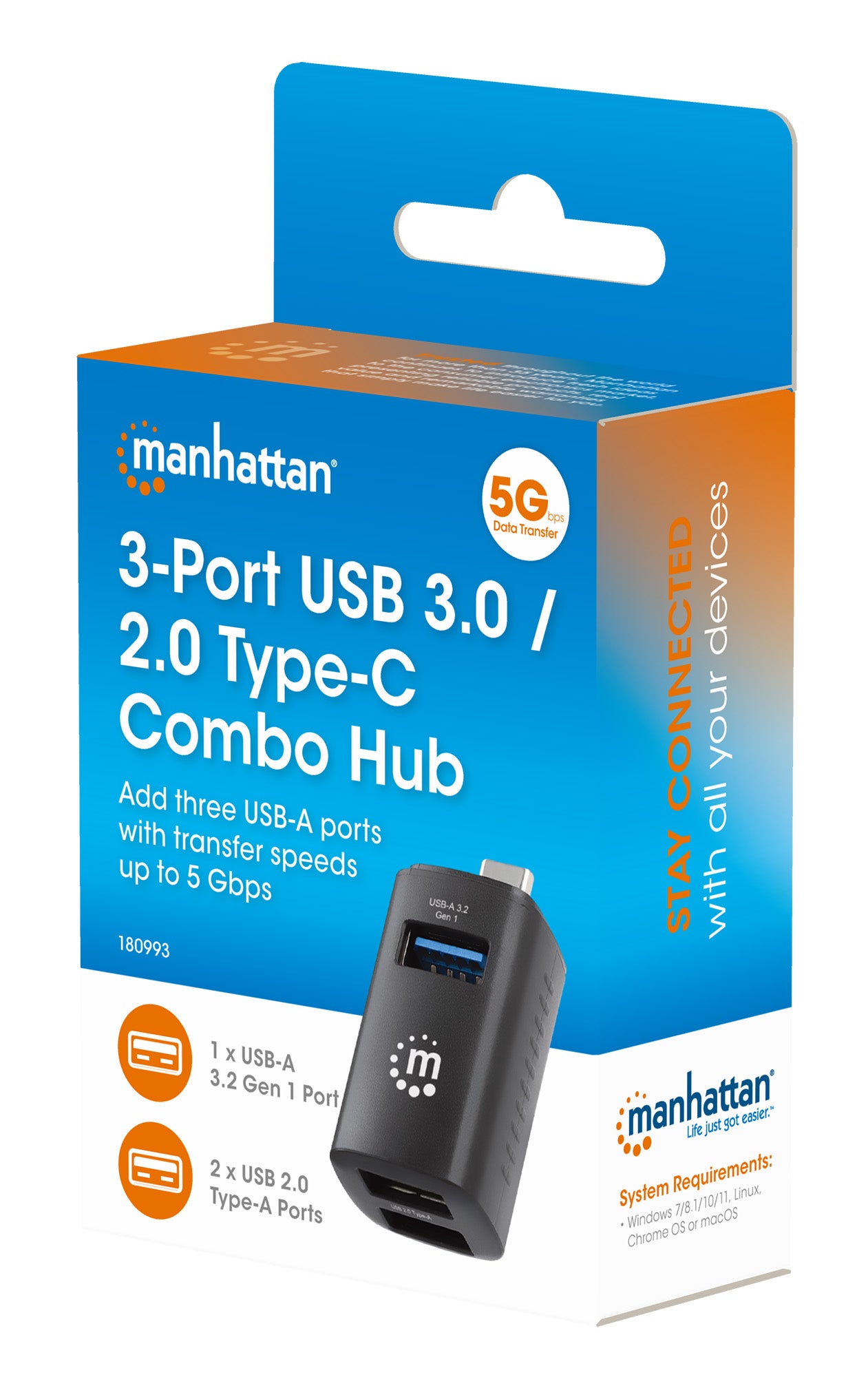 3-Port USB 3.0 / 2.0 Typ-C Kombo Mini-Hub Packaging Image 2