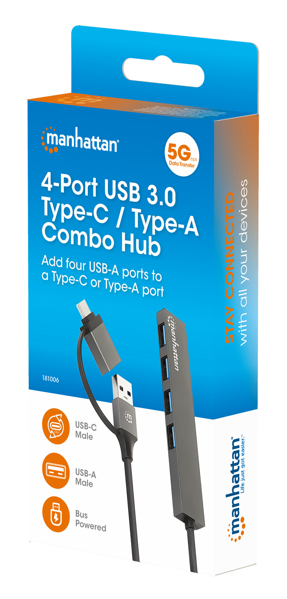 4-Port USB 3.0 Typ-C / Typ-A Kombo-Hub Packaging Image 2