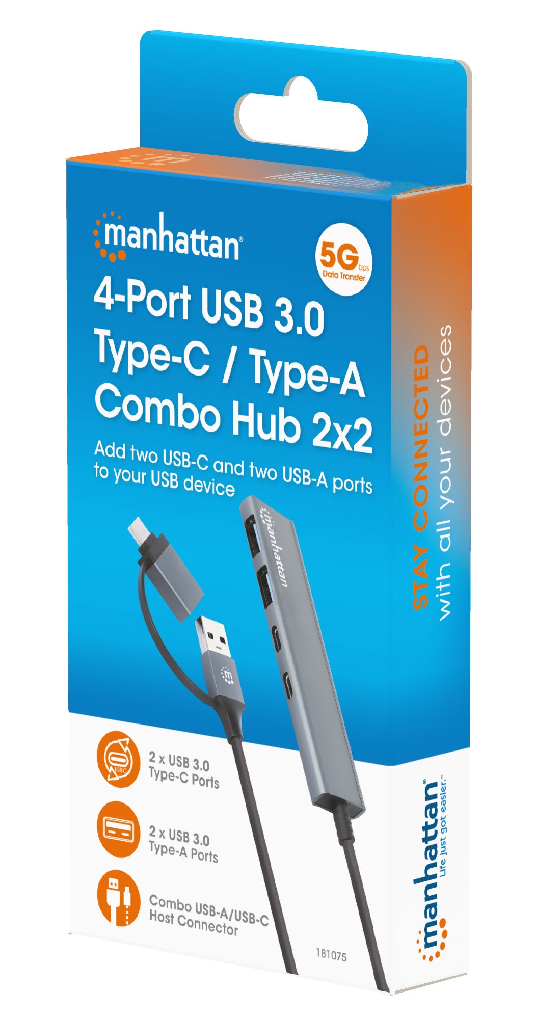 4-Port USB 3.0 Typ-C / Typ-A Kombo-Hub 2x2 Packaging Image 2