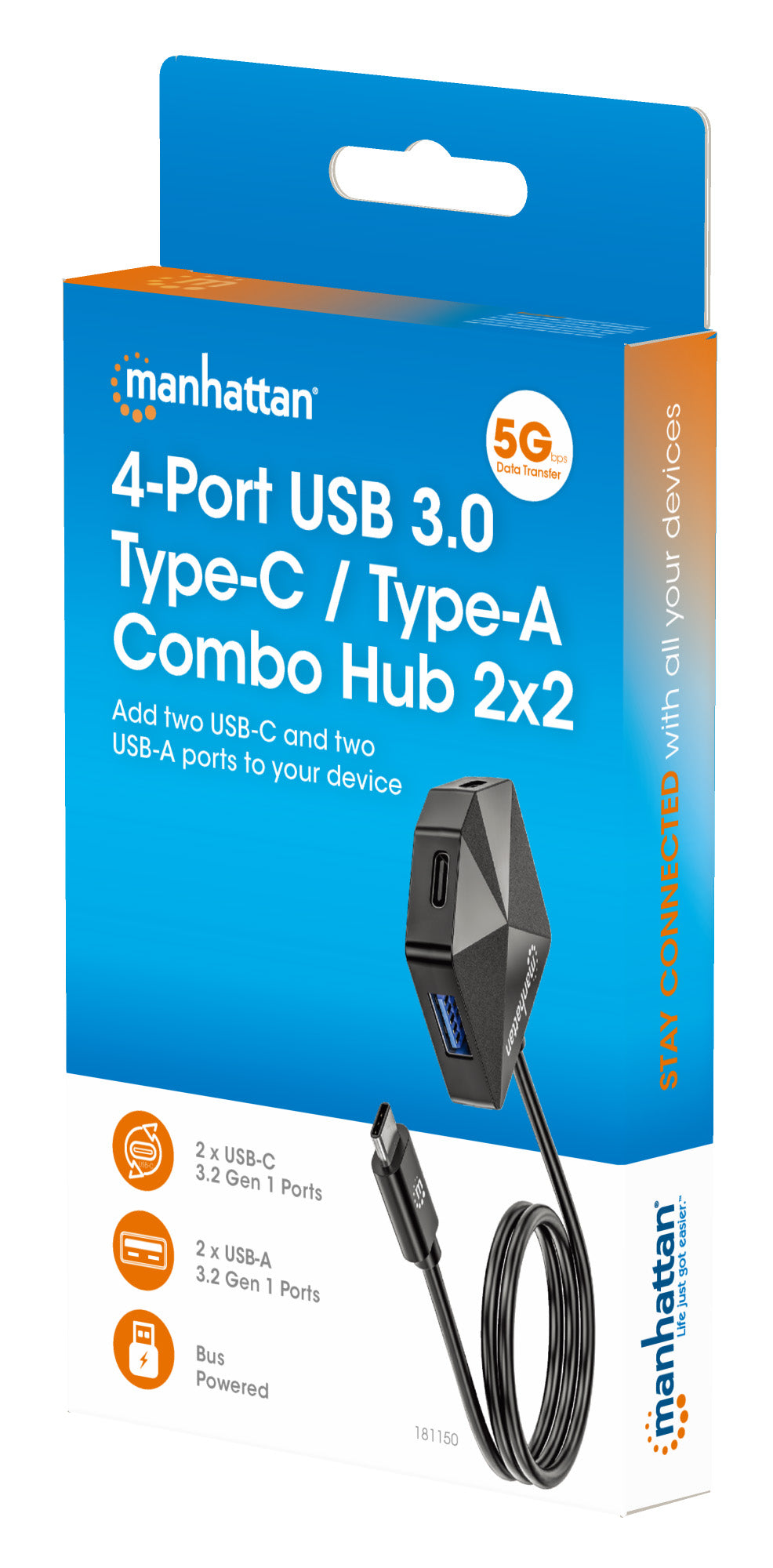 4-Port USB 3.0 Typ-C / Typ-A Kombo-Hub 2x2 Packaging Image 2