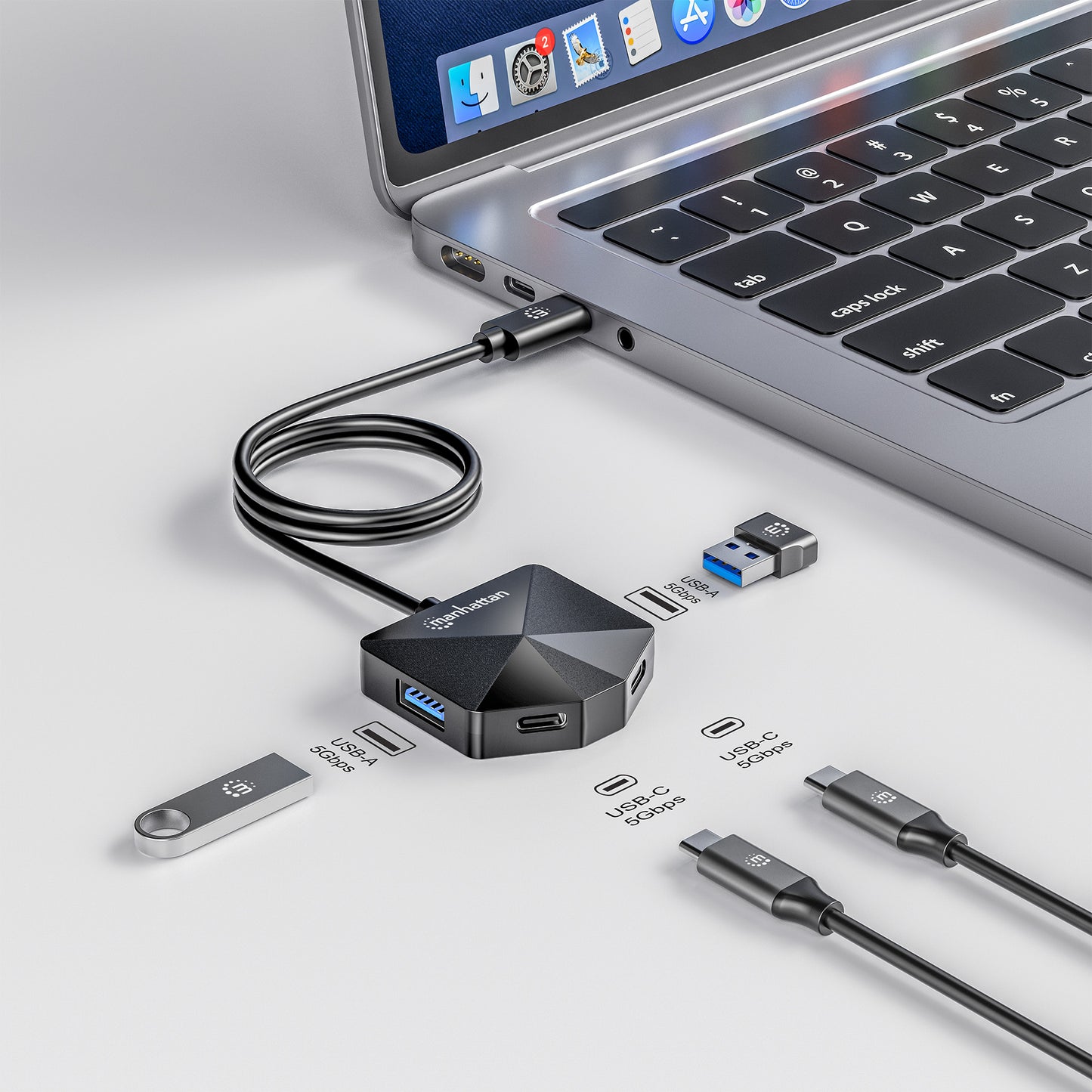 4-Port USB 3.0 Typ-C / Typ-A Kombo-Hub 2x2 Image 3