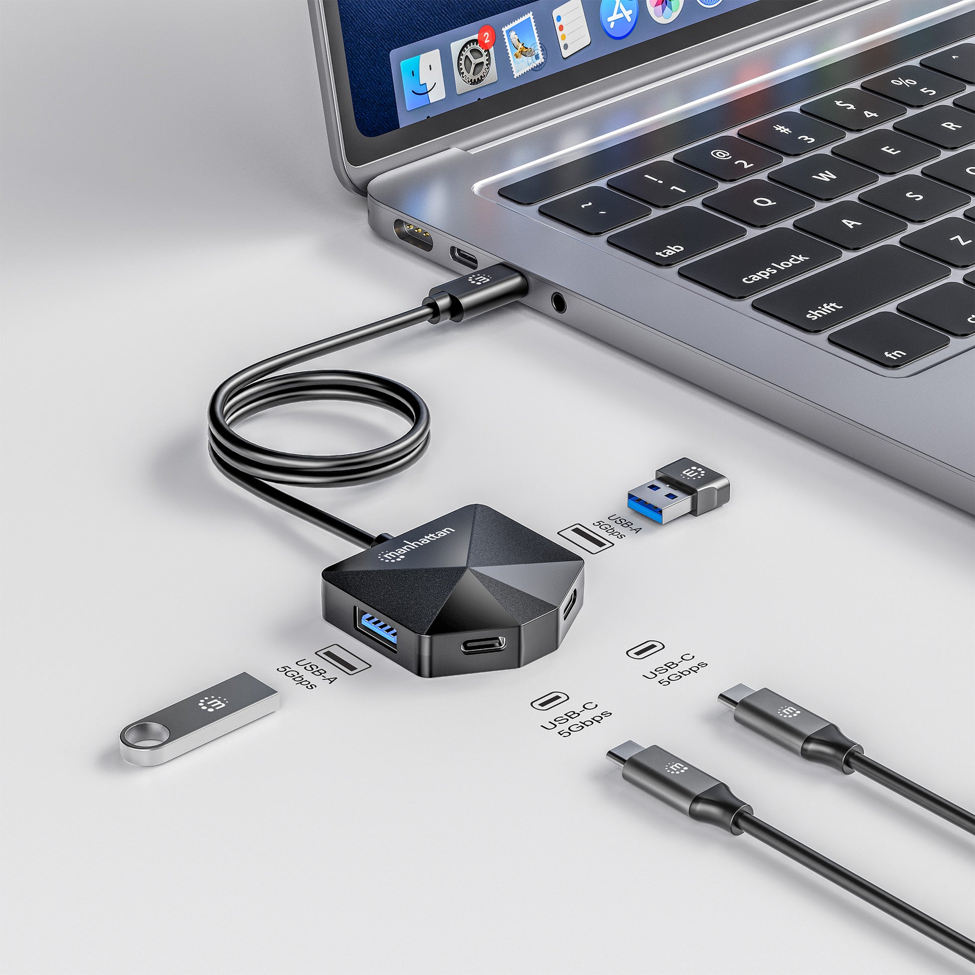 4-Port USB 3.0 Typ-C / Typ-A Kombo-Hub 2x2 Image 3