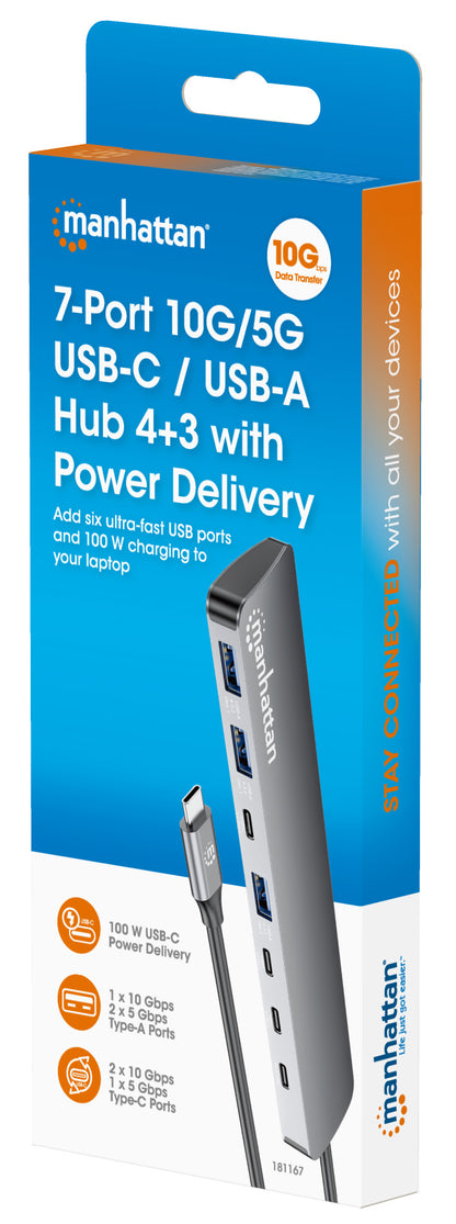 7-Port 10G/5G USB-C / USB-A Hub 4+3 mit Power Delivery Packaging Image 2