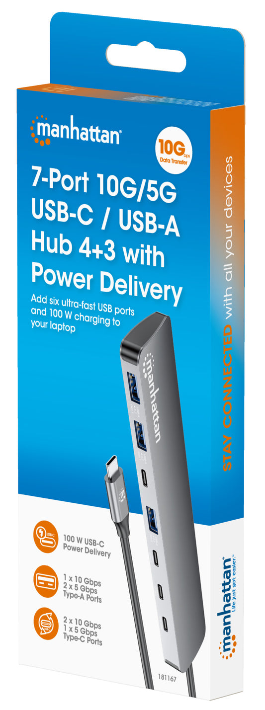 7-Port 10G/5G USB-C / USB-A Hub 4+3 mit Power Delivery Packaging Image 2