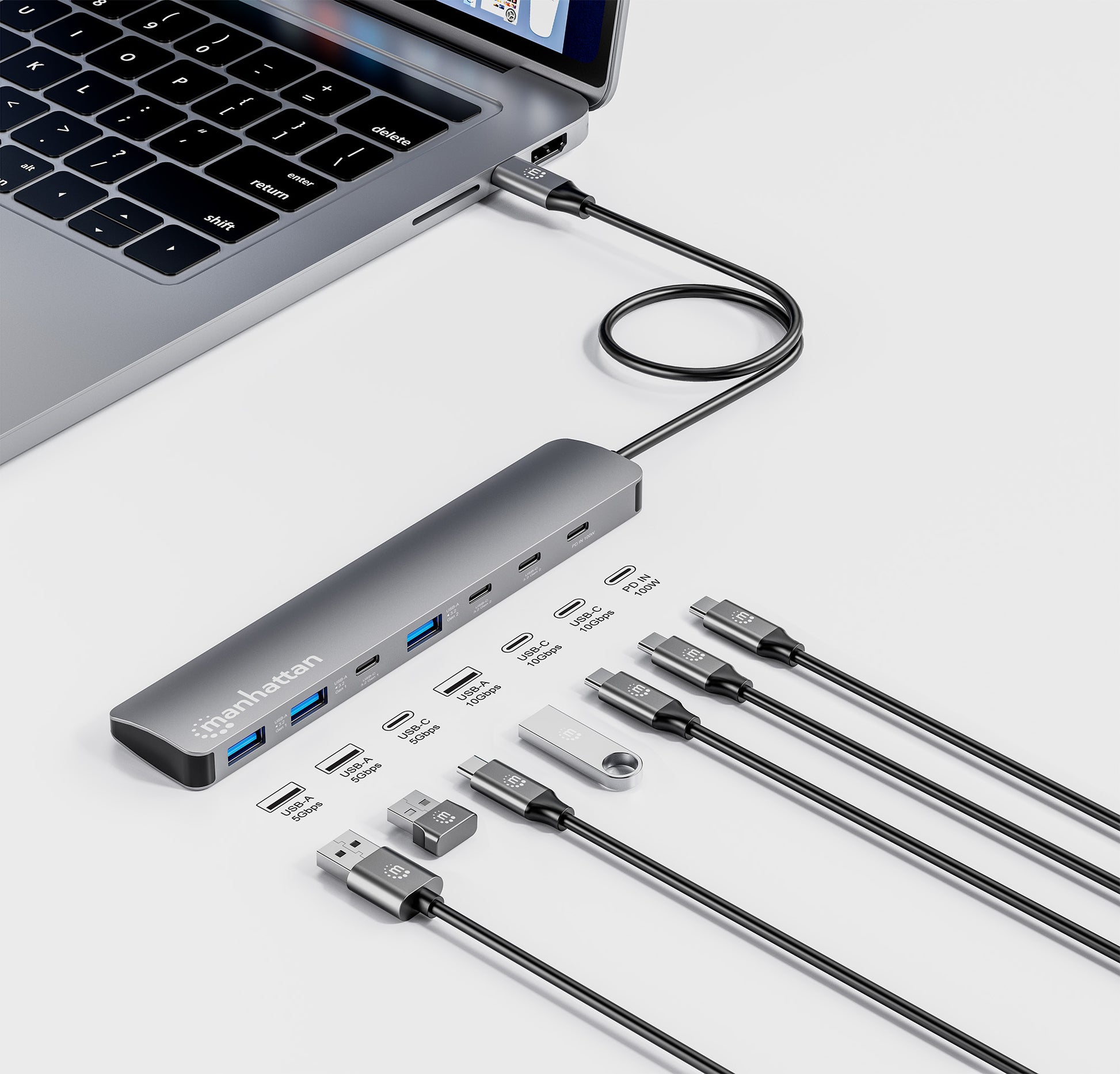 7-Port 10G/5G USB-C / USB-A Hub 4+3 mit Power Delivery Image 5