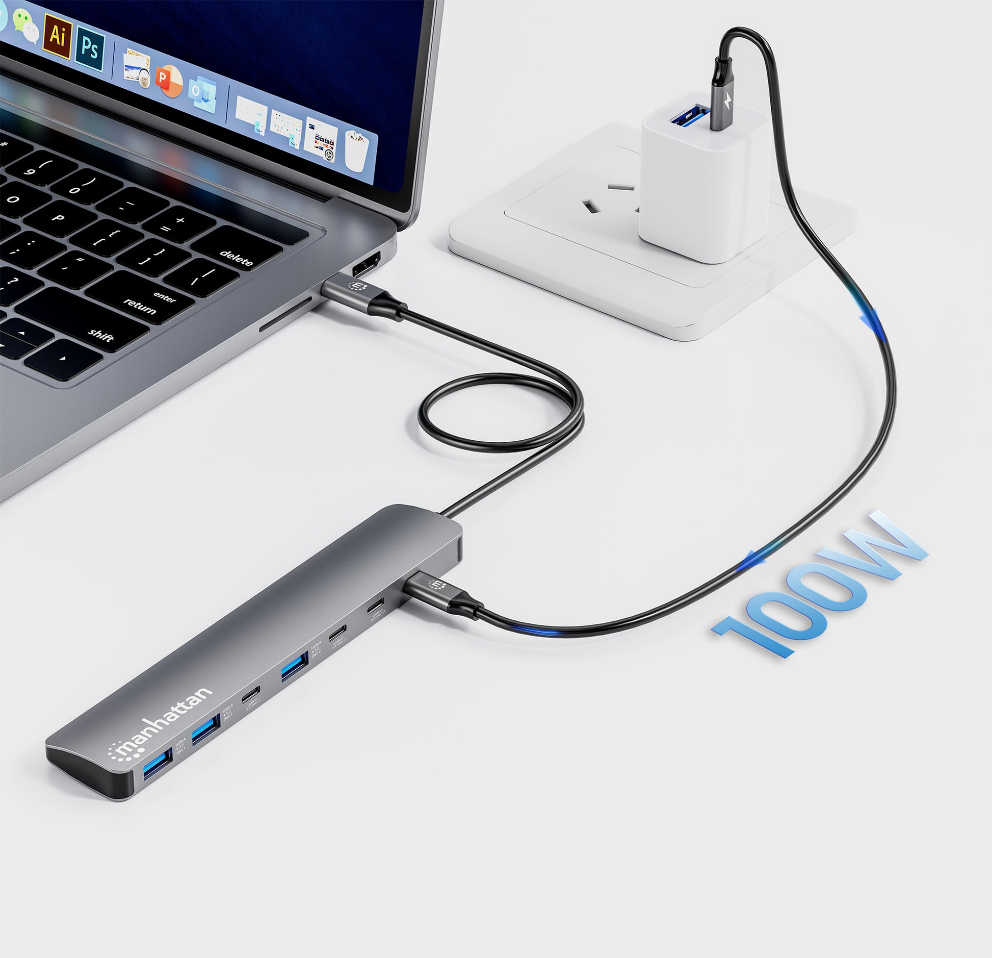 7-Port 10G/5G USB-C / USB-A Hub 4+3 mit Power Delivery Image 7