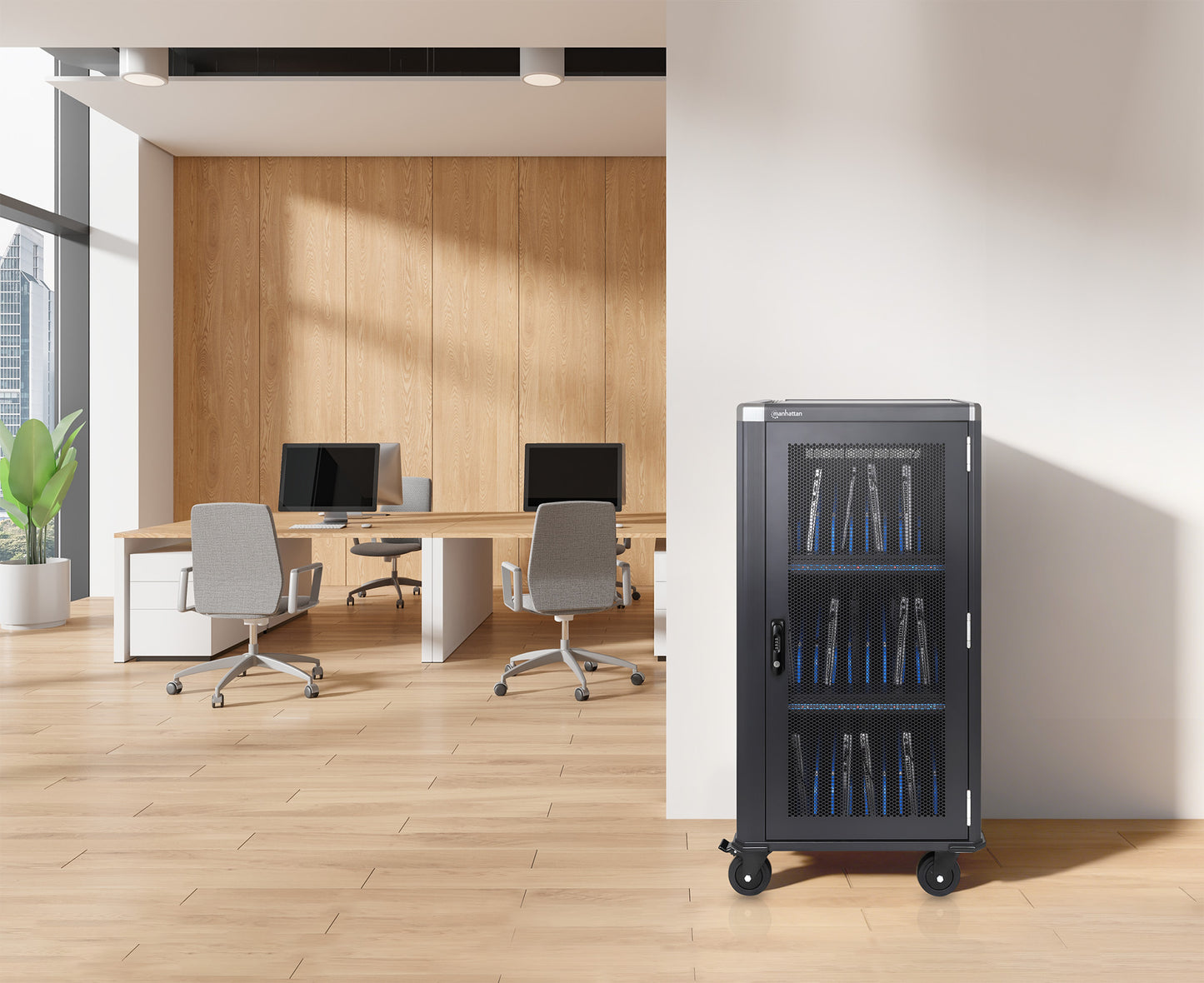 30-Port USB-C Ladeschrank auf Rollen - 65W pro Port Image 2