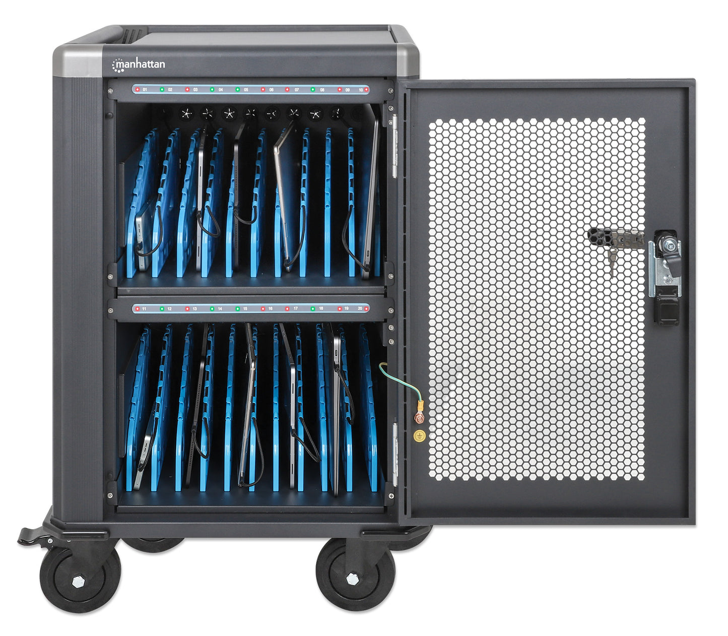 20-Port USB-C Ladeschrank auf Rollen - 30W pro Port Image 3