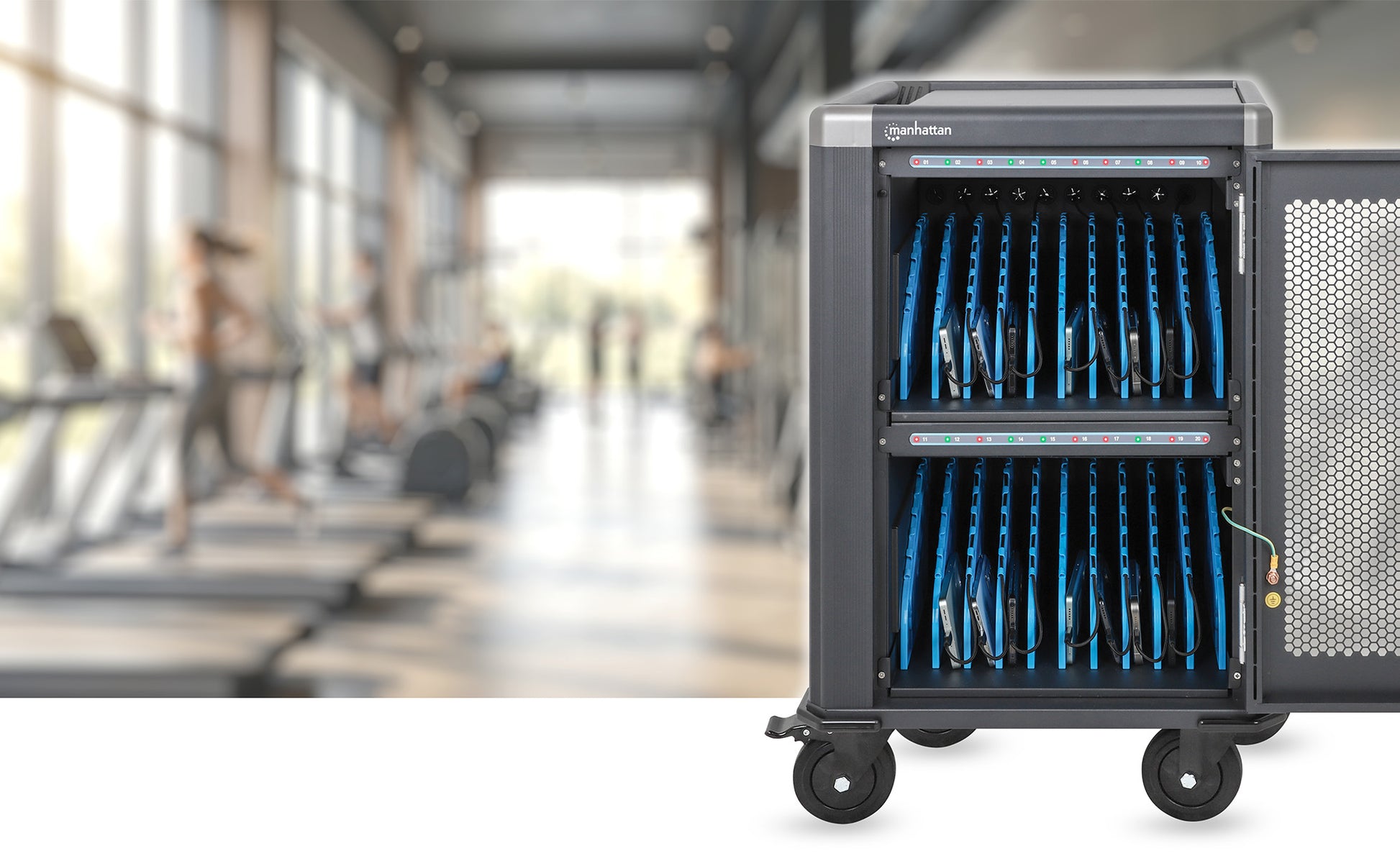 20-Port USB-C Ladeschrank auf Rollen - 30W pro Port Image 7