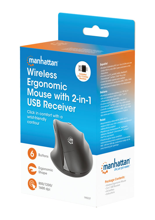 Ergonomische Kabellose Maus mit 2-in-1 USB-Empfänger Packaging Image 2