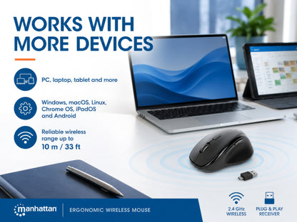 Ergonomische Kabellose Maus mit 2-in-1 USB-Empfänger Image 11