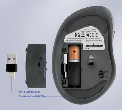 Ergonomische Kabellose Maus mit 2-in-1 USB-Empfänger Image 7