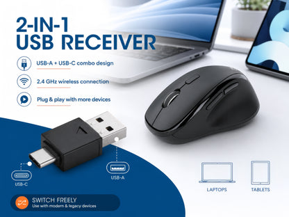 Ergonomische Kabellose Maus mit 2-in-1 USB-Empfänger Image 10