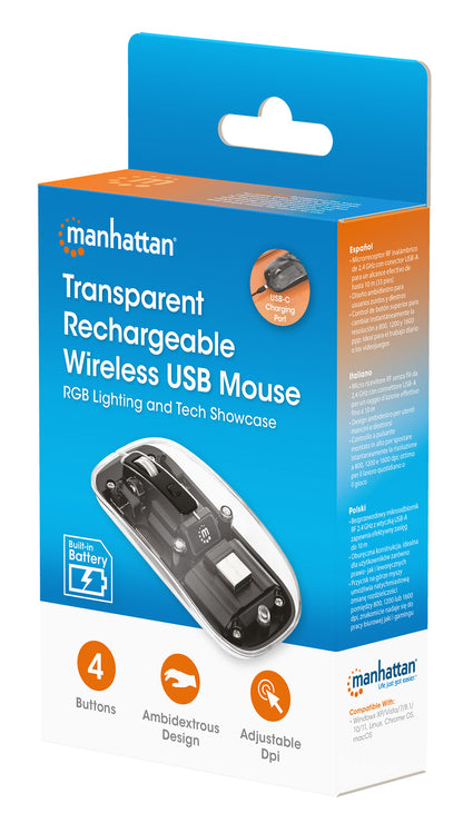 Transparente Wiederaufladbare Kabellose USB-Maus Packaging Image 2