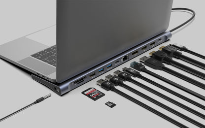 USB-C PD 12-in-1 4K Dockingstation / Multiport-Hub für drei Monitore Image 3