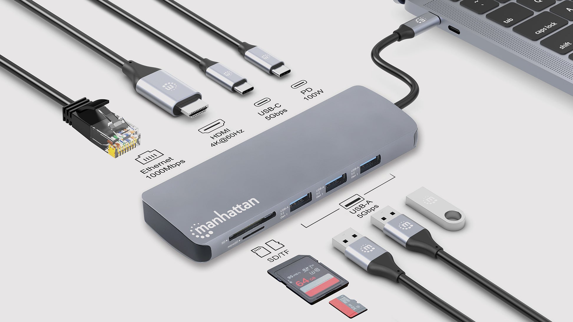USB-C PD auf HDMI 9-in-1 4K Dockingstation / Multiport-Hub Image 8