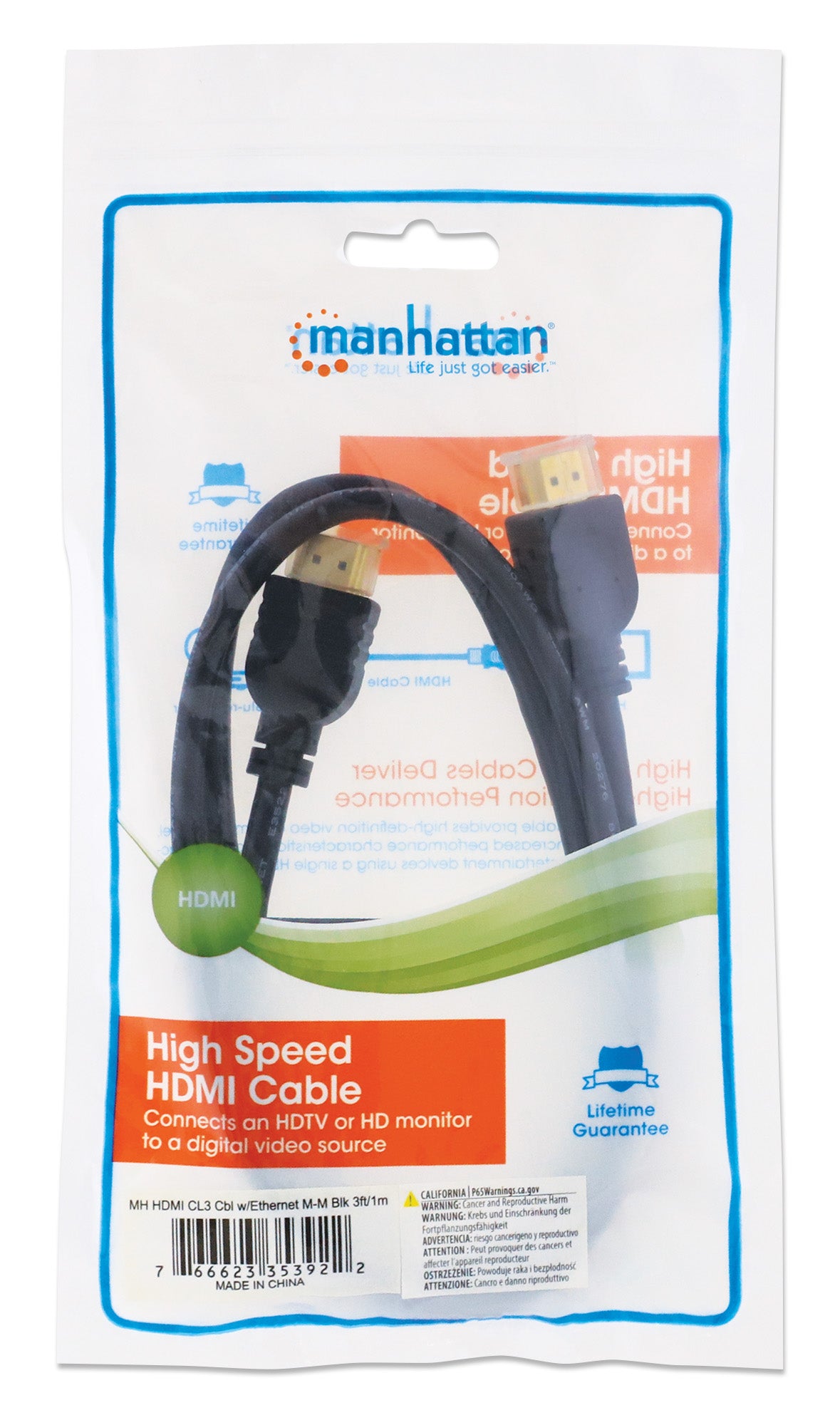 CL3 4K@60Hz High Speed HDMI-Kabel für Wandinstallationen, mit Ethernet, 1 m Packaging Image 2