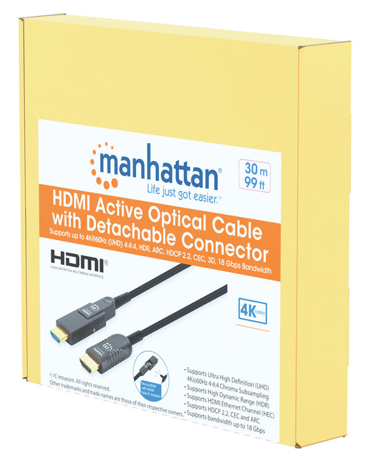 Aktives optisches High Speed HDMI-Glasfaserkabel mit abnehmbarem Stecker, 30 m Packaging Image 2