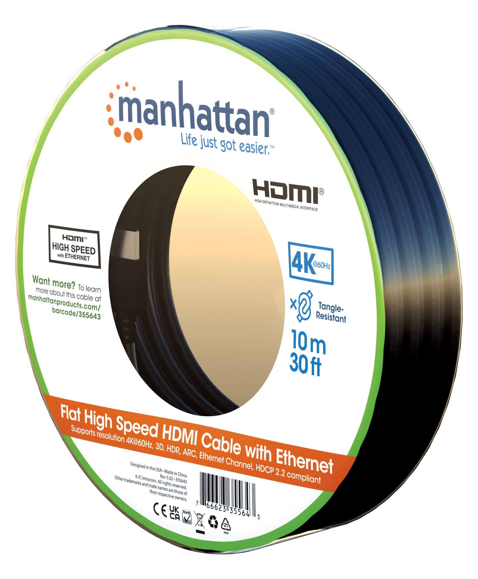 Flaches High Speed HDMI-Kabel mit Ethernet-Kanal Packaging Image 2