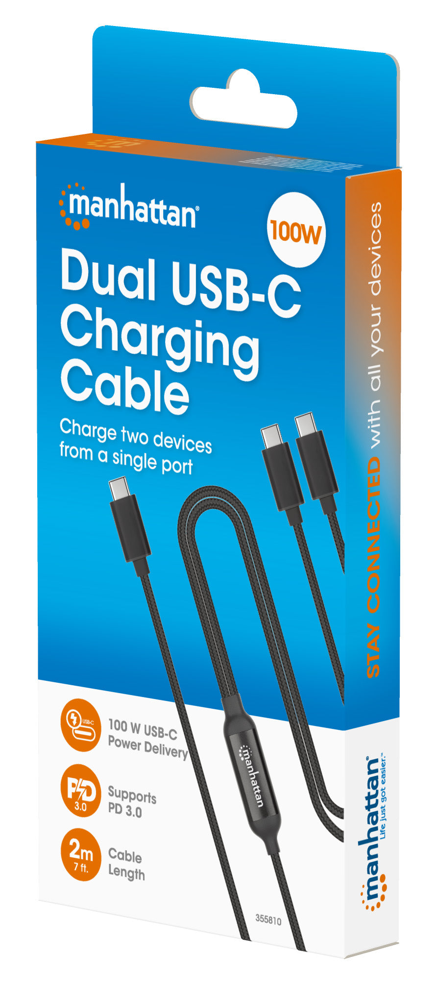 Dual USB-C Ladekabel 100 W, 2 m Packaging Image 2