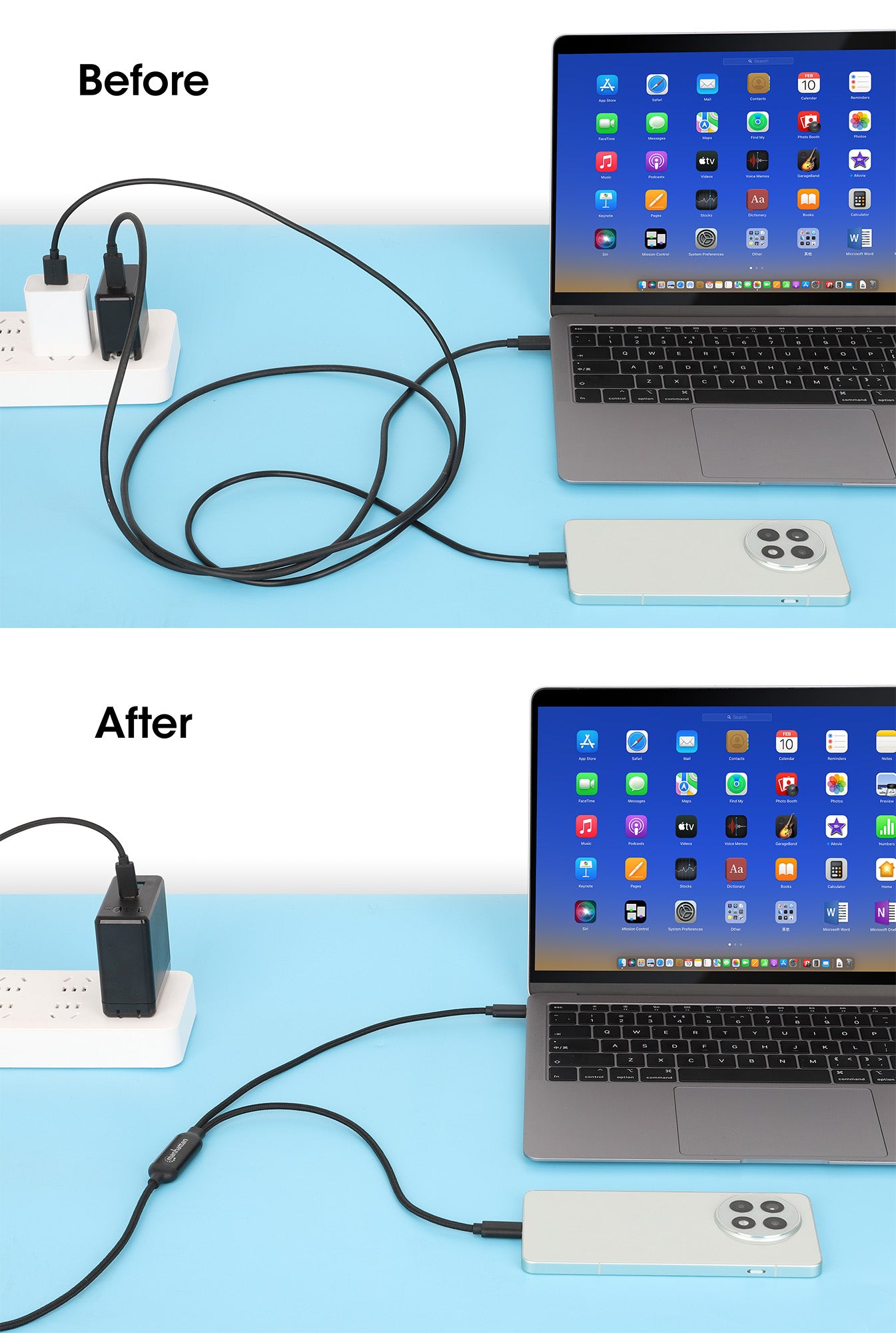 Dual USB-C Ladekabel 100 W, 2 m Image 6