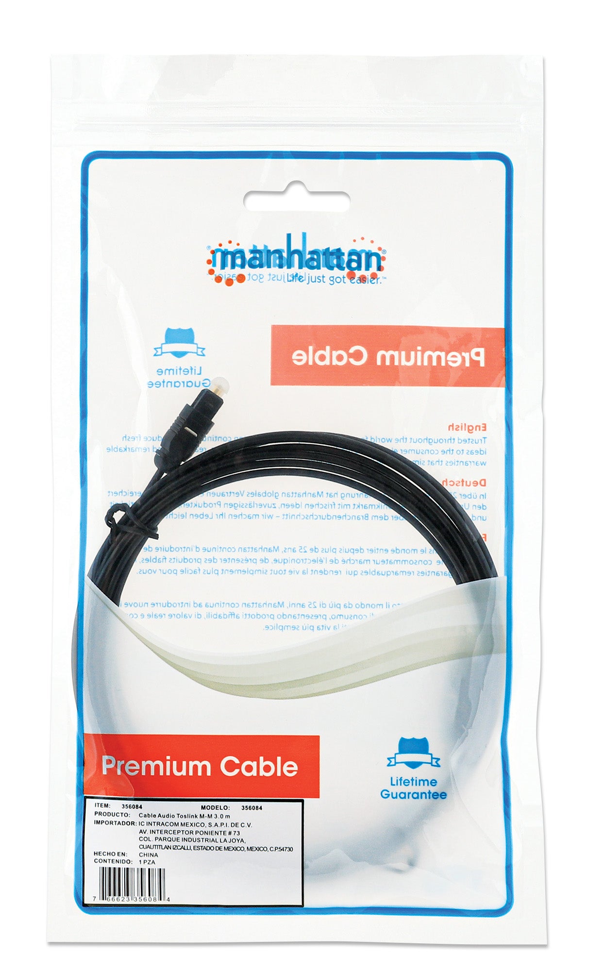 Toslink Digitales Optisches Audiokabel Packaging Image 2