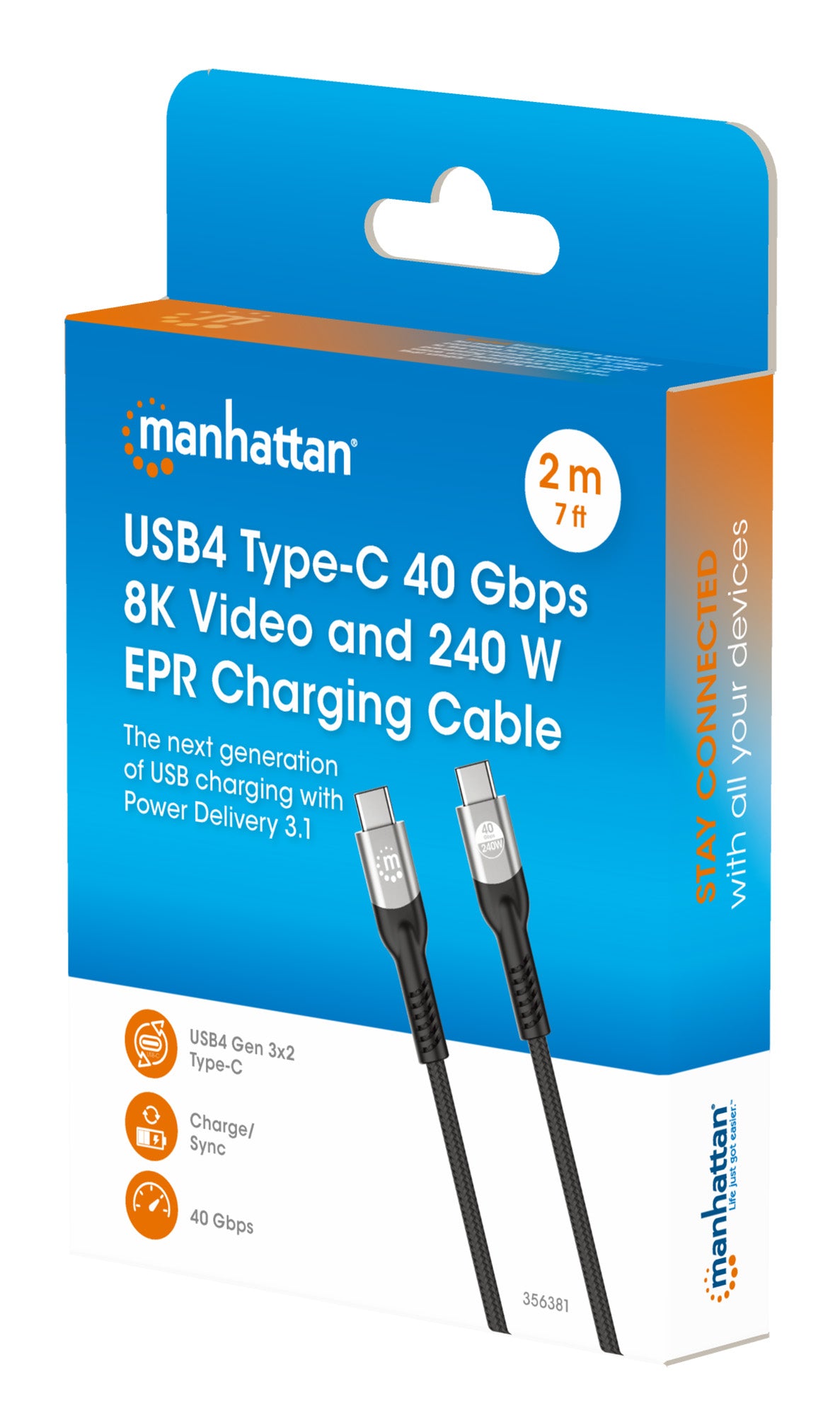 USB4 Typ C 40 Gbit/s 8K Video und 240 W EPR Ladekabel / PD 3.1 Packaging Image 2
