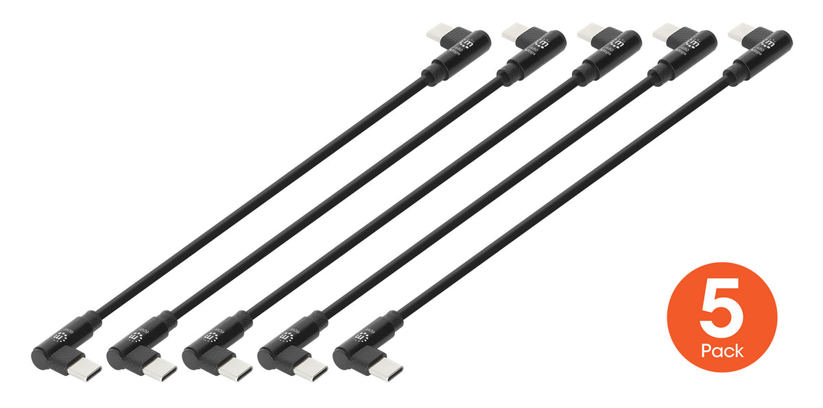 Kurzes USB-C-Ladekabel 60 W, 20 cm, 5er-Pack Image 1
