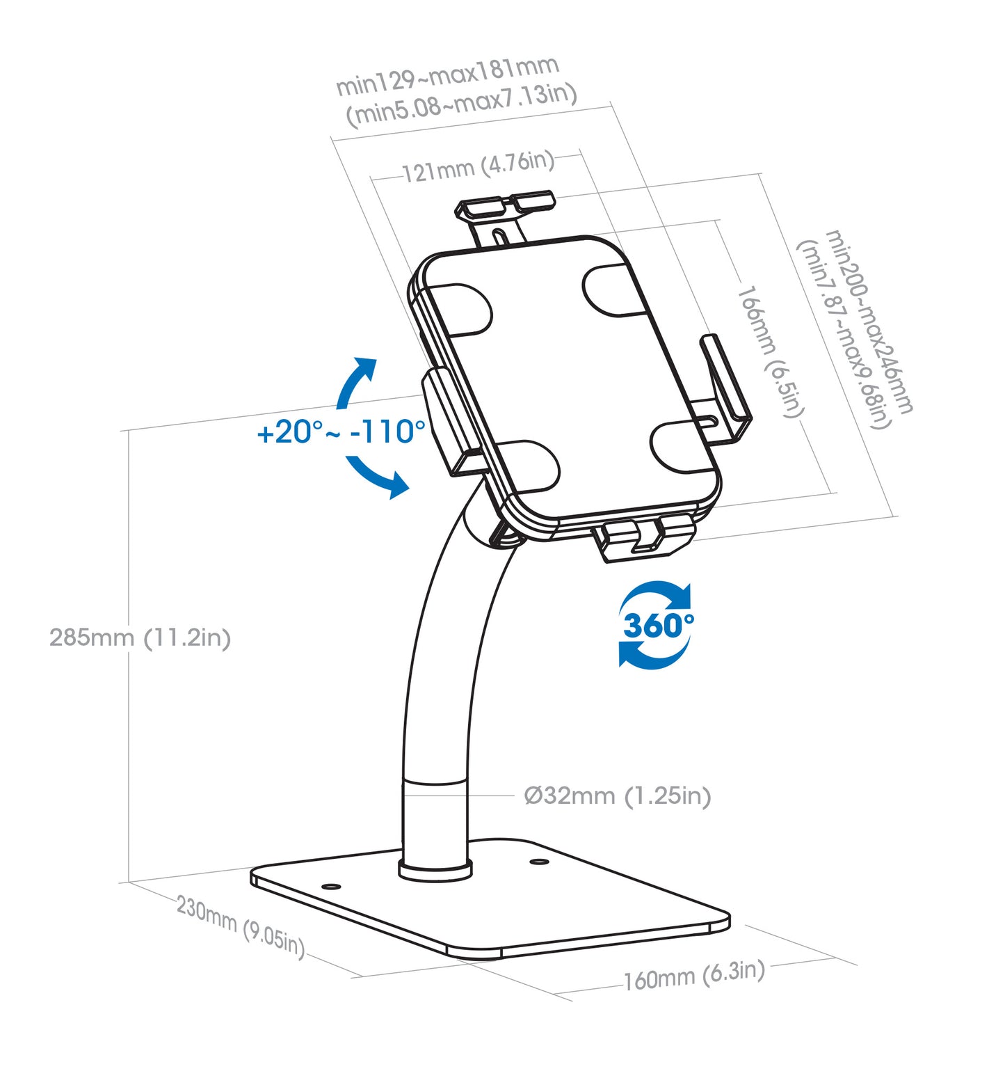 Anti-Diebstahl-Tischständer mit Halterung für Tablet und iPad Image 14
