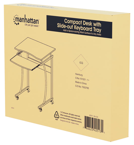 Kompakter Schreibtisch mit ausziehbarer Tastaturablage Packaging Image 2
