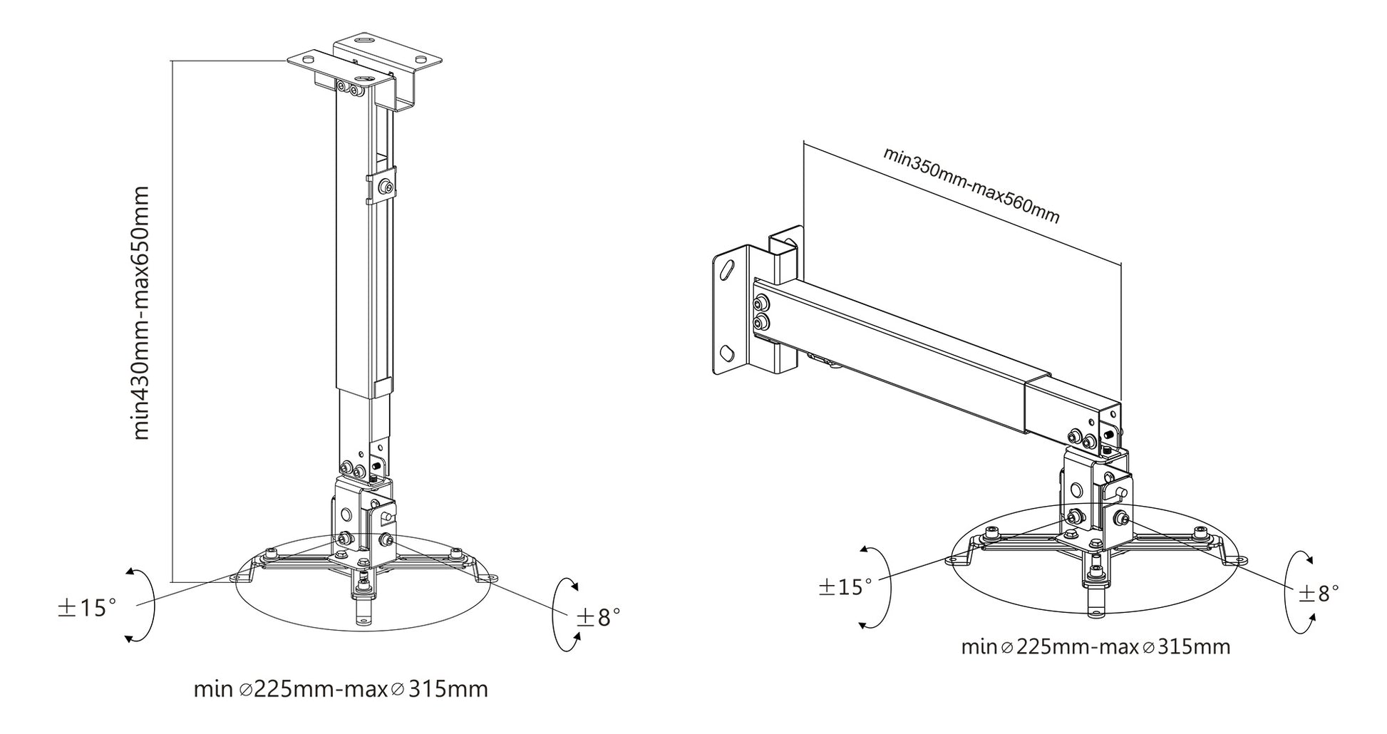 Decken- und Wandhalterung für Beamer, vollbeweglich Image 10