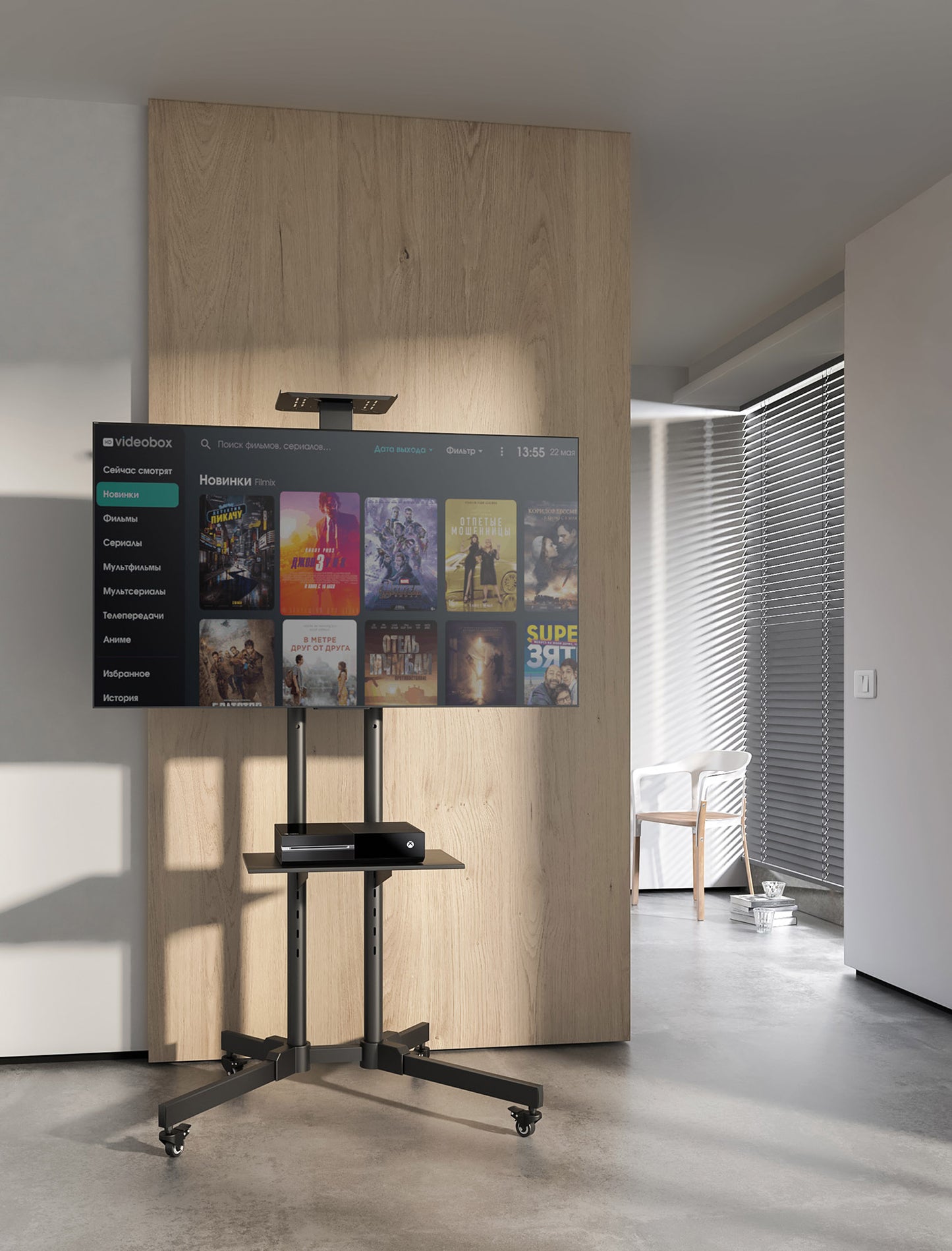 Multimedia TV-Ständer auf Rollen für 37 bis 70 Zoll, neigbar und höhenverstellbar Image 11