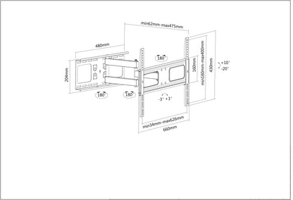 TV-Wandhalterung für 37 bis 70 Zoll, neigbar und schwenkbar Image 7