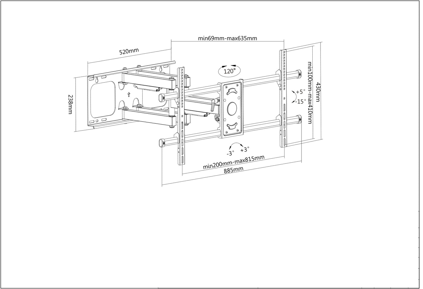 Wandhalterung für 37 bis 90 Zoll, neigbar und schwenkbar Image 6