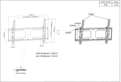 TV-Wandhalterung für 37 bis 80 Zoll, neigbar Image 7